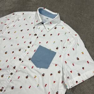 NEW Disney Shirt Mens Large Button Up AOP Mickey Mouse Beach Pool Ice Cream